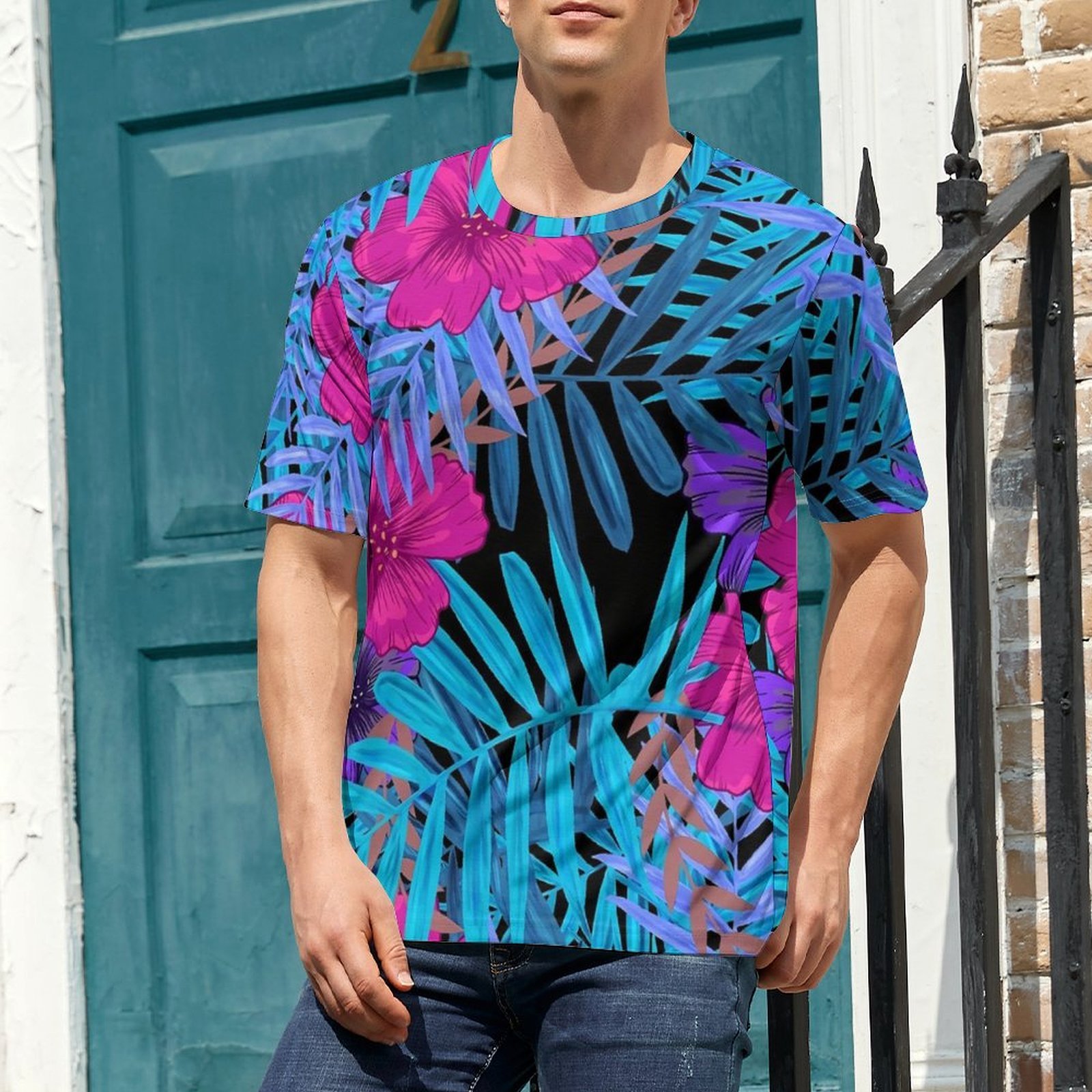 Vintage Hawaiian Floral Shirt - Oversized T-shirt, zomerse tropische bloemenprint, Hawaiiaanse