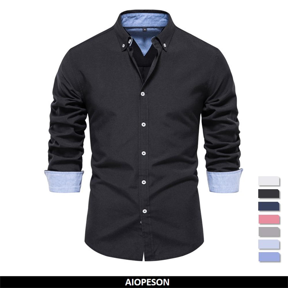 Oxford Cotton Casual Shirt Business - Aiopeson 2023 Nieuw Herfst Katoenen Heren