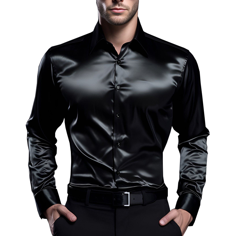 Heren Satijn Luxe Overhemden M - Mens Satin Silk Dress Shirt recensie en prijs