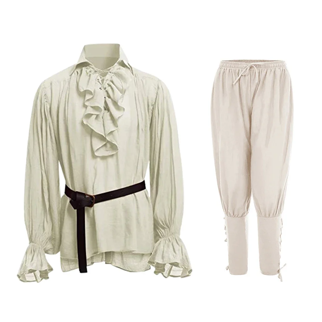 Middeleeuwse shirts met ruches - Medieval Gothic Lace Up Pirate Shirt recensie en prijs