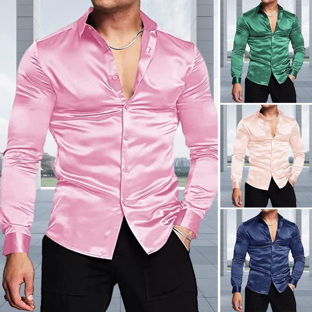Roze Zijde Satijn Luxe Overhem - Mens Satin Silk Dress Shirt recensie en prijs