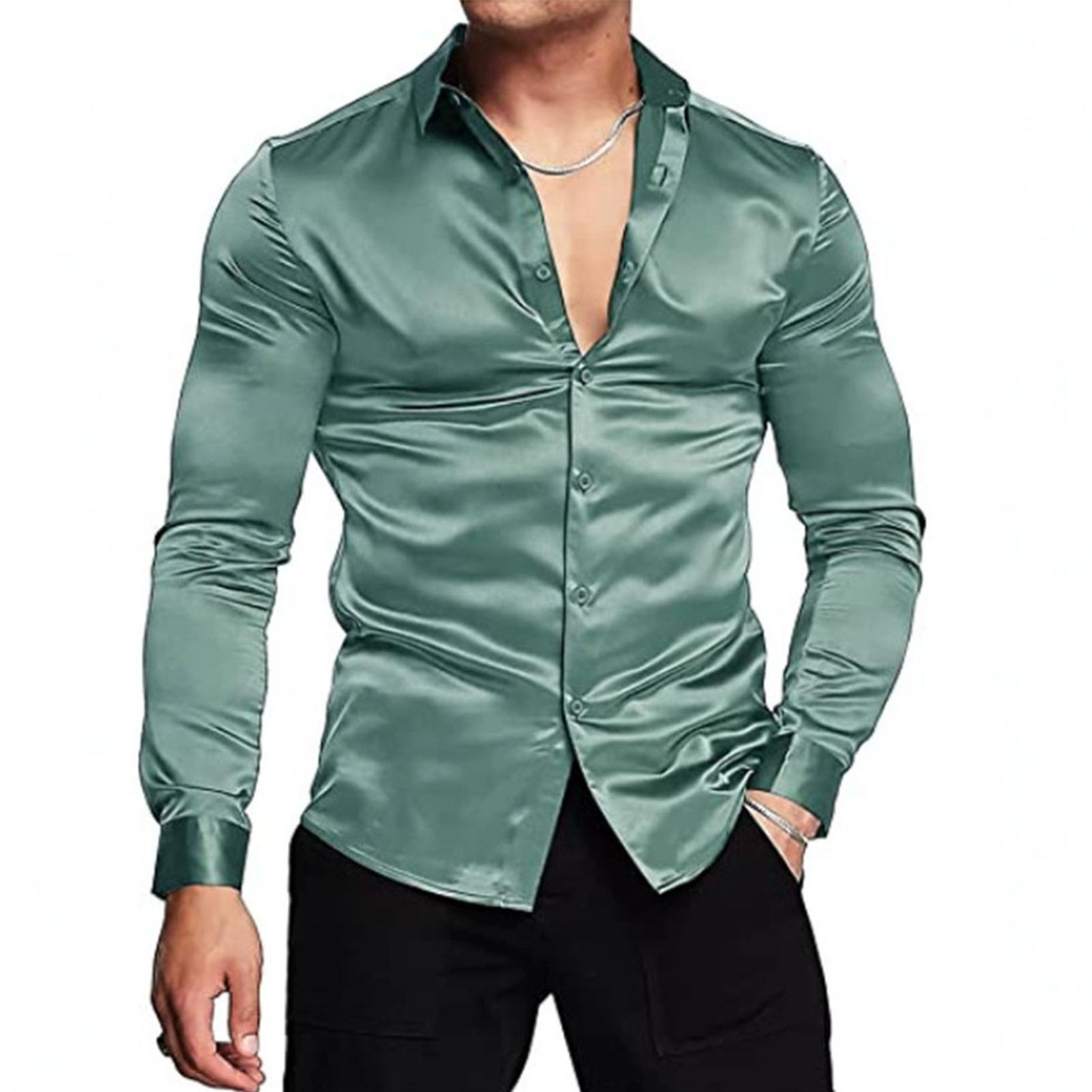 Roze Zijde Satijn Luxe Overhem - Mens Satin Silk Dress Shirt recensie en prijs
