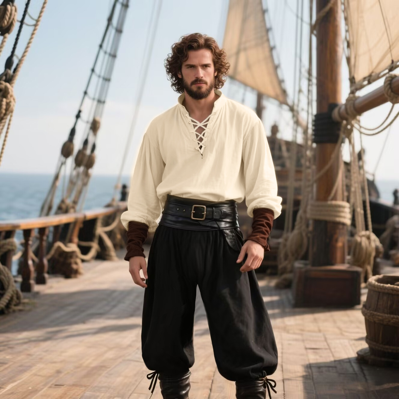 Middeleeuws renaissance LARP-s - Medieval Gothic Lace Up Pirate Shirt recensie en prijs