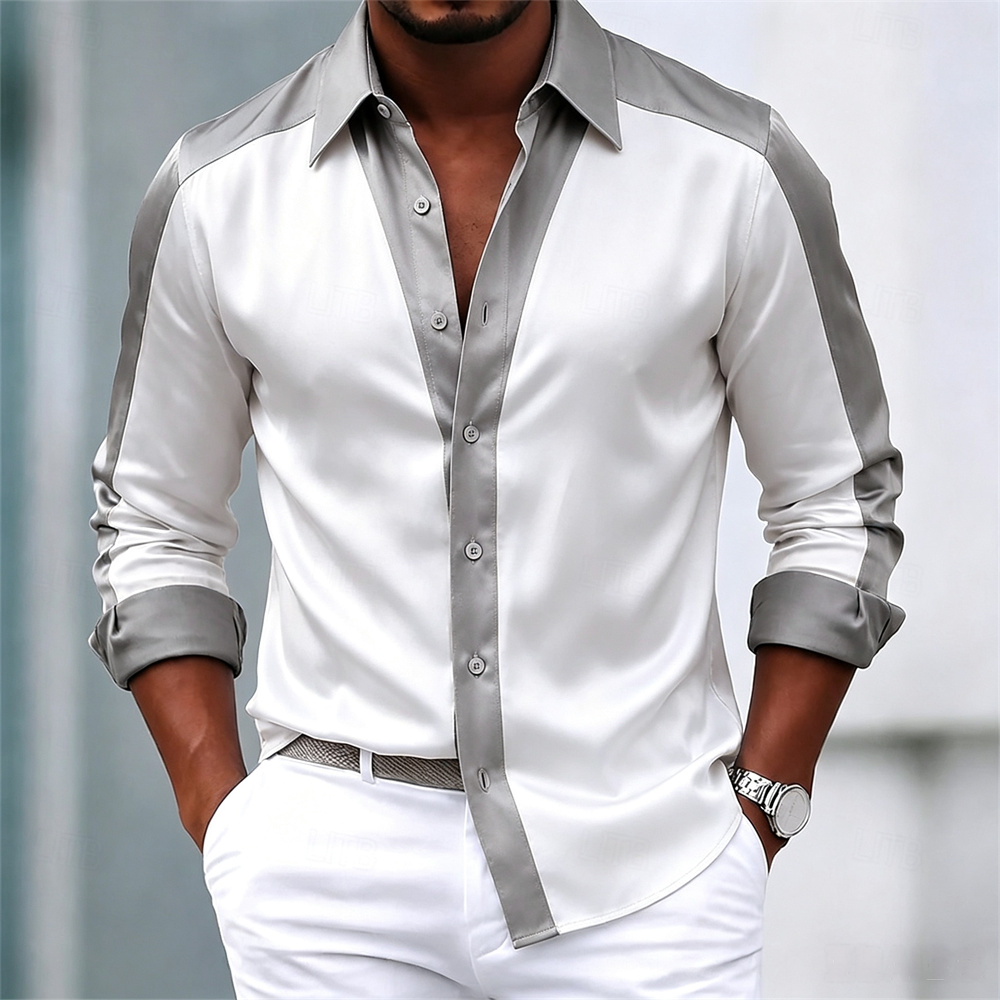 Herenshirt, satijnen shirt, ov - Mens Satin Silk Dress Shirt recensie en prijs